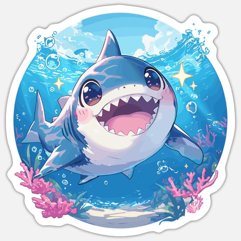Sharks Shark - Sticker size S (10 x 10 cm) - white matte