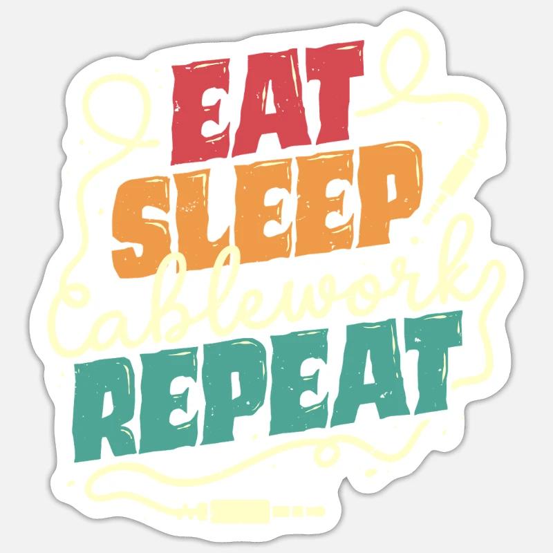Audiovisual Technician Eat Sleep Cablework Sticker size S (10 x 10 cm)
