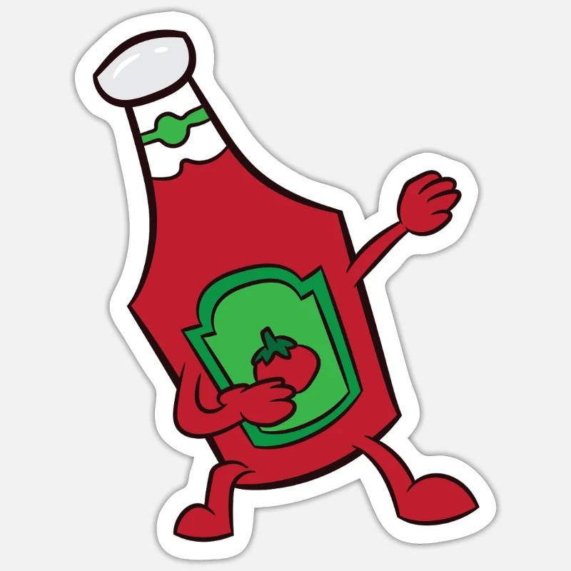 Ketchup - danse, dab, dab, dabbing - Sticker taille S (10 x 10 cm) - blanc mat