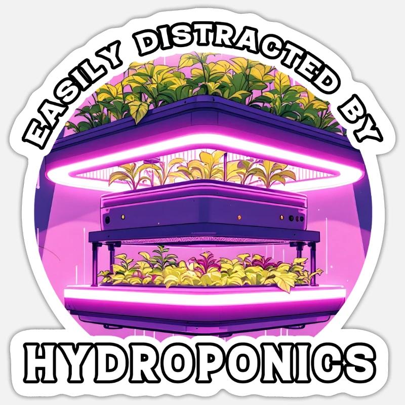 Facilement distrait par l’hydroponie - Sticker taille S (10 x 10 cm) - blanc mat
