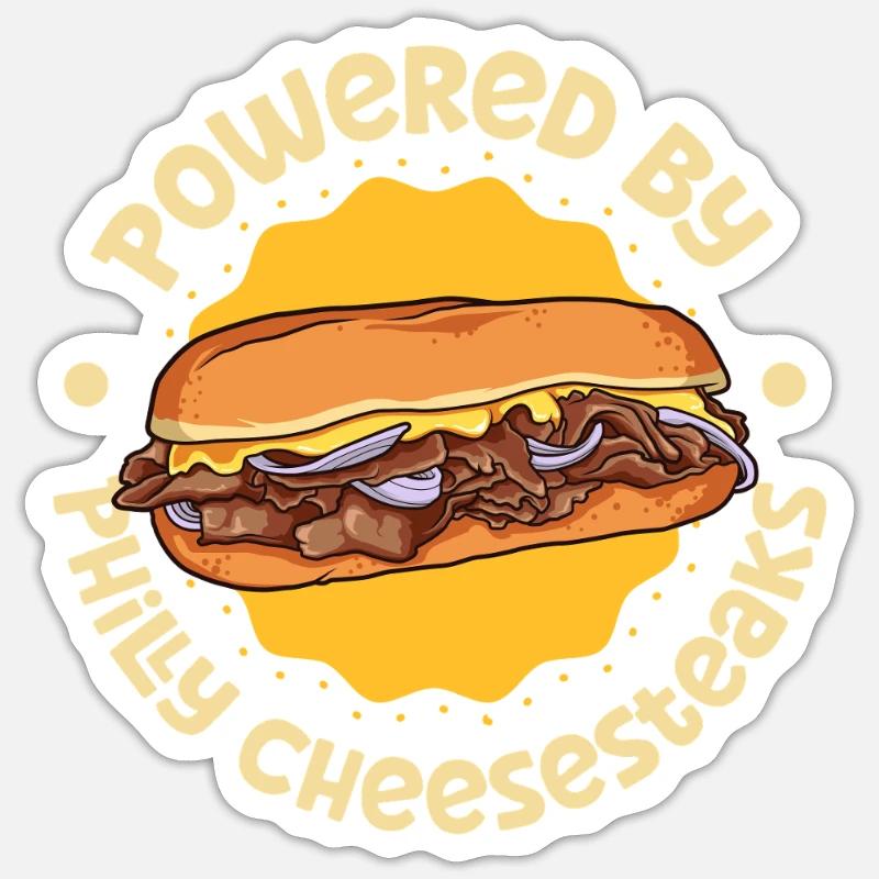 Powered by Philly Cheesesteak - Sticker size S (10 x 10 cm) - white matte