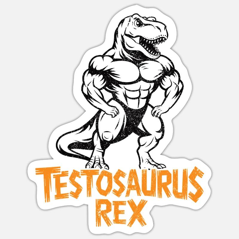 Testosaurus Rex Drôle Bodybuilder Dinosaure - Sticker taille S (10 x 10 cm) - blanc mat
