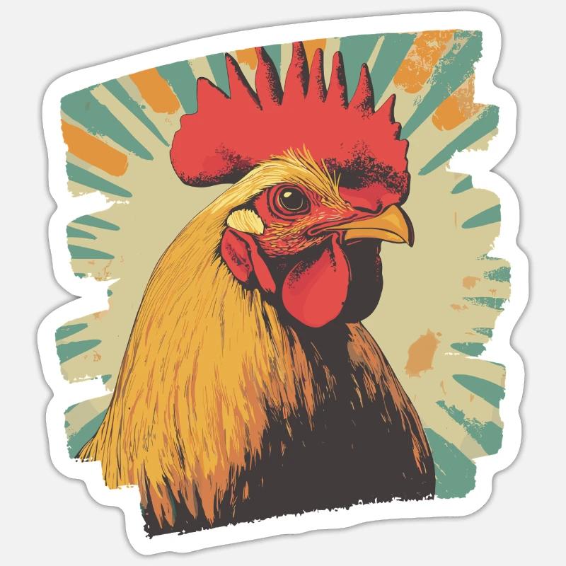 Coq - Sticker taille S (10 x 10 cm) - blanc mat