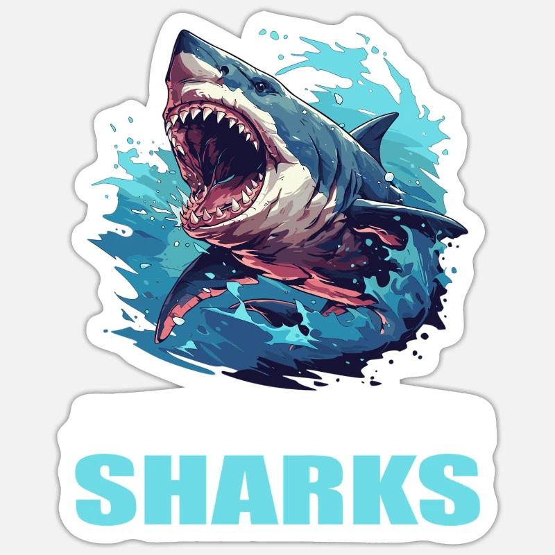 Requins Requin - Sticker taille S (10 x 10 cm) - blanc mat