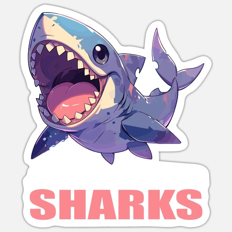 Requins Requin - Sticker taille S (10 x 10 cm) - blanc mat