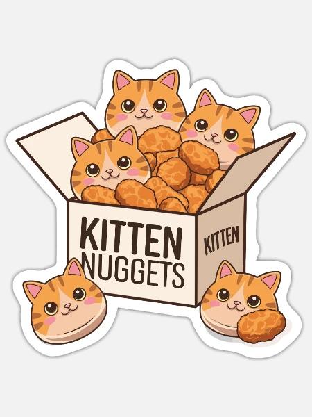 Kätzchen Nuggets Cat Pun Lustige Katzen - Sticker Größe S (10 x 10 cm) - Mattweiß