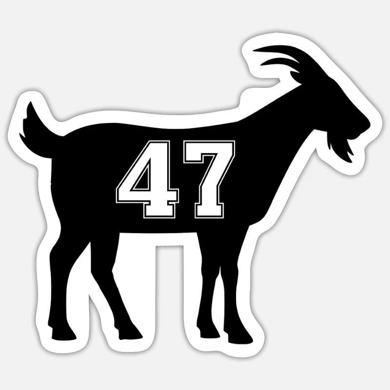 Ziege 47 G.O.A.T. Nummer siebenundvierzig Ziege Sticker Größe S (10 x 10 cm)