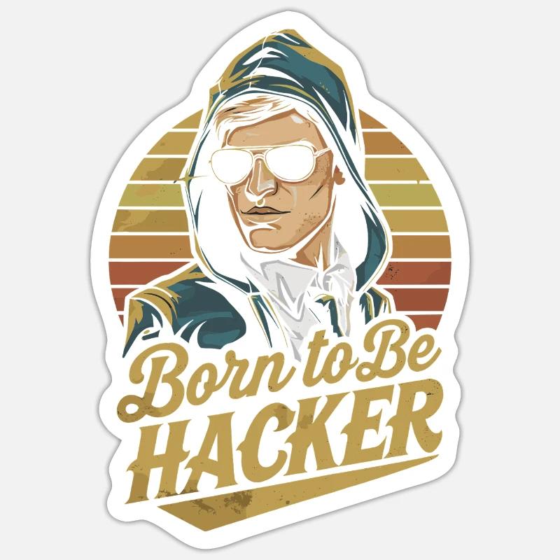 Born to Be Hacker – Computer Science Nerd IT - Sticker size S (10 x 10 cm) - white matte