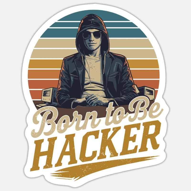 Né pour être hacker – Nerd de l’informatique Sticker taille S (10 x 10 cm)