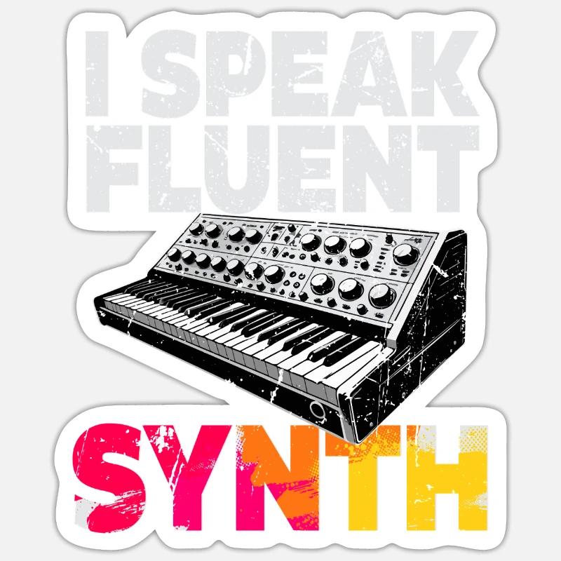 Synthesizer I Speak Flydende Synth - Sticker størrelse S (10 x 10 cm) - mat hvid