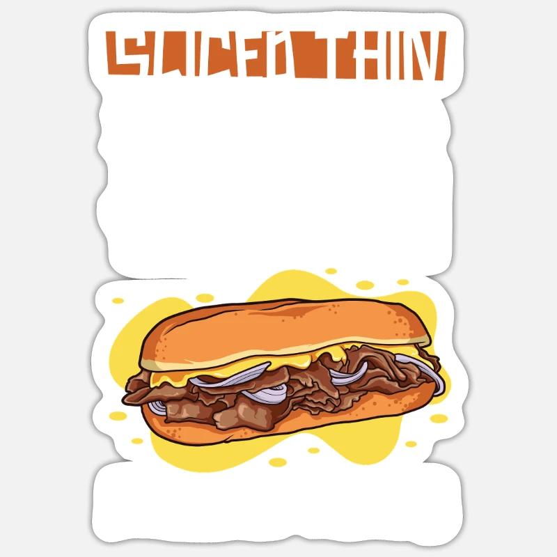 Thinly Sliced - Philly Cheesesteak - Sticker size S (10 x 10 cm) - white matte