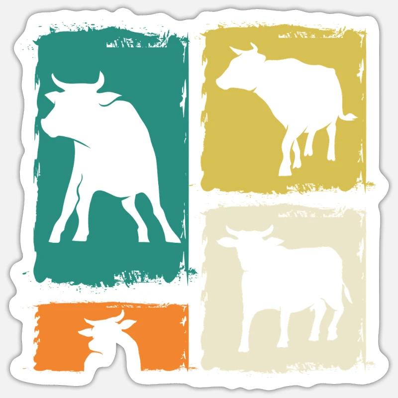 Bovins de buffle Bœufs - Sticker taille S (10 x 10 cm) - blanc mat