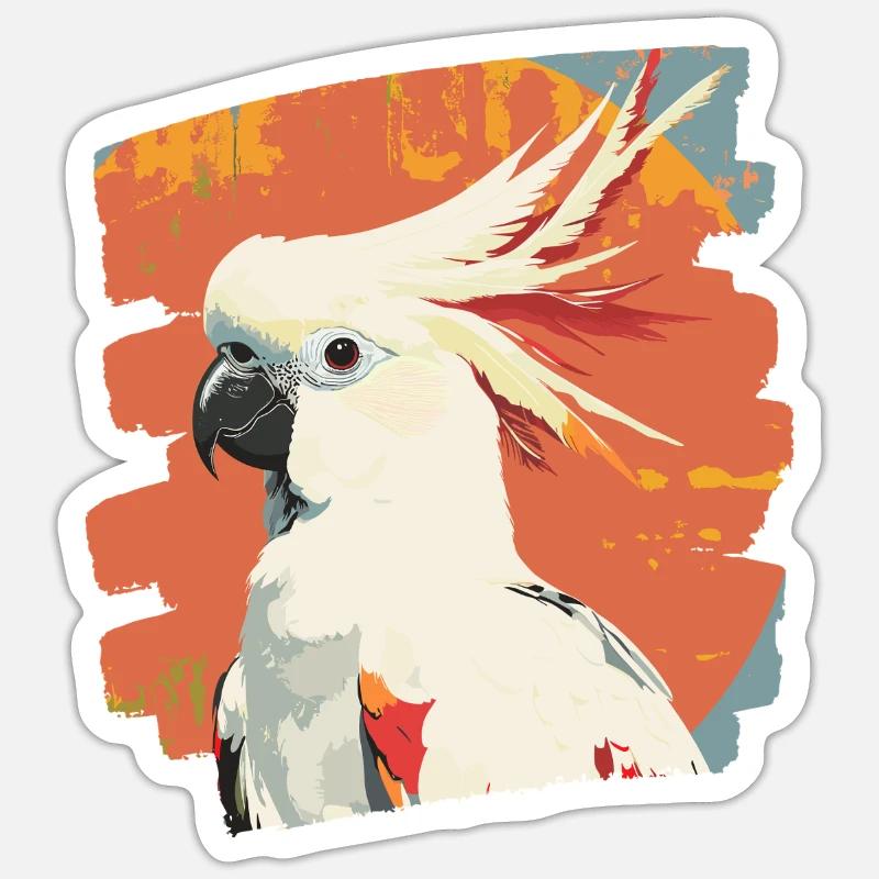 Cacatoès - Sticker taille S (10 x 10 cm) - blanc mat