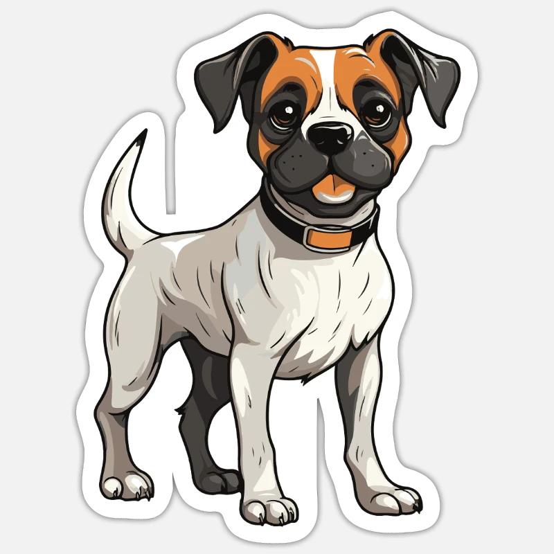 Bouledogue français Chien - Sticker taille S (10 x 10 cm) - blanc mat
