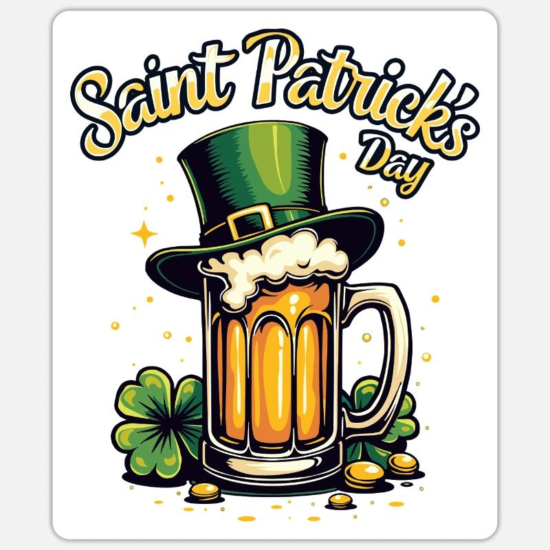 St Patrick's Day Beer - Sticker size S (10 x 10 cm) - white matte