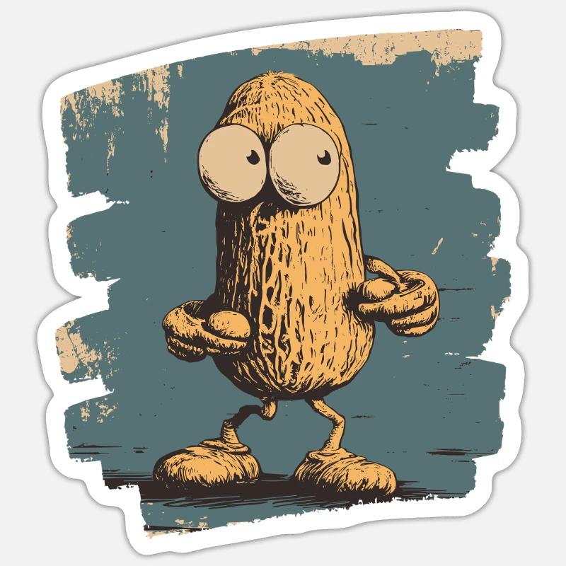 Erdnuss - Sticker Größe S (10 x 10 cm) - Mattweiß