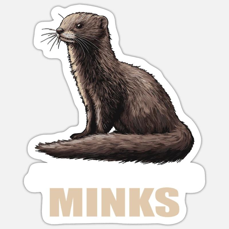 Nerze Nerz - Sticker Größe S (10 x 10 cm) - Mattweiß