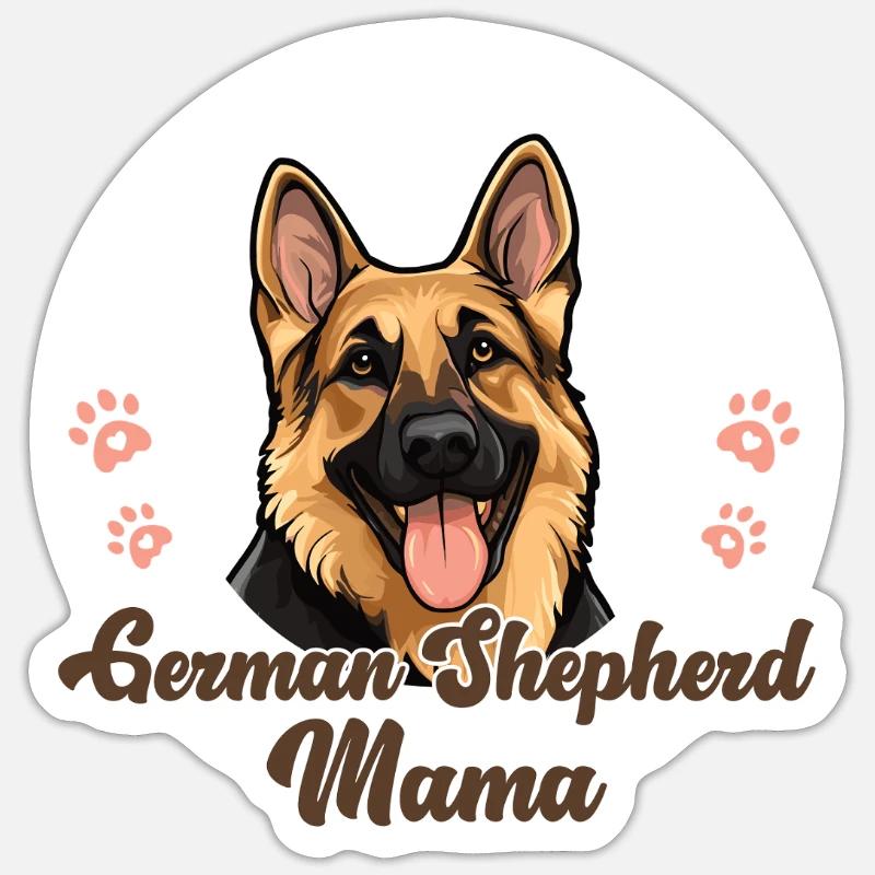 Deutscher Schäferhund German Shepherd Mama - Sticker Größe S (10 x 10 cm) - Mattweiß
