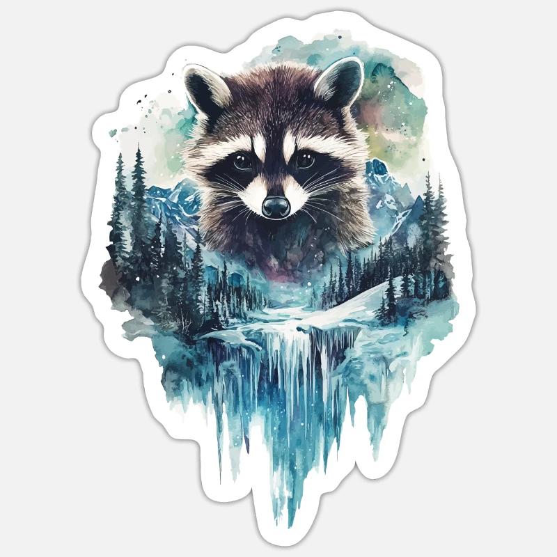 Waschbär - Sticker Größe S (10 x 10 cm) - Mattweiß