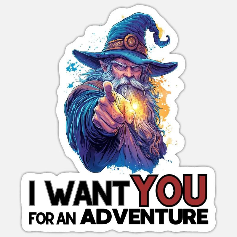 Mächtiger Zauberer – Dein Abenteuer beginnt jetzt - Sticker Größe S (10 x 10 cm) - Mattweiß