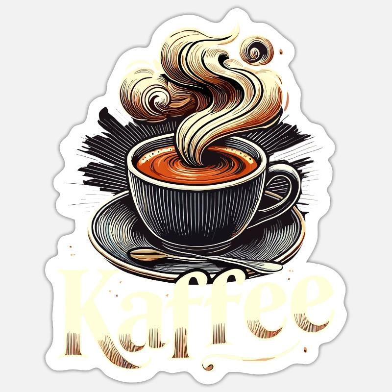 Café Café Caféine Tasse à café Mug - Sticker taille S (10 x 10 cm) - blanc mat
