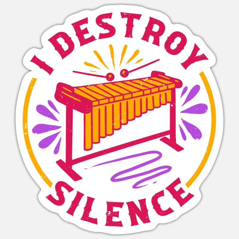 Vibraphone Marimba I Destroy Silence Sticker taille S (10 x 10 cm)