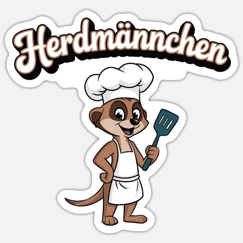 Herdmännchen Erdmännchen Wortwitz Koch - Sticker size S (10 x 10 cm) - white matte