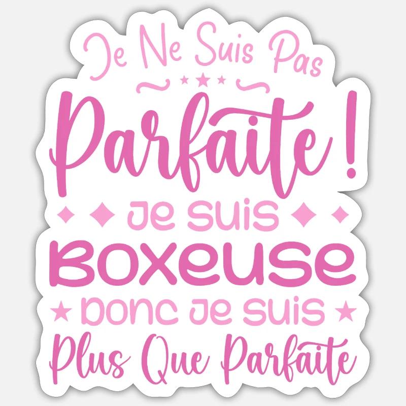 Une Boxeuse plus que parfaite, métier de rêve - Sticker taille S (10 x 10 cm) - blanc mat