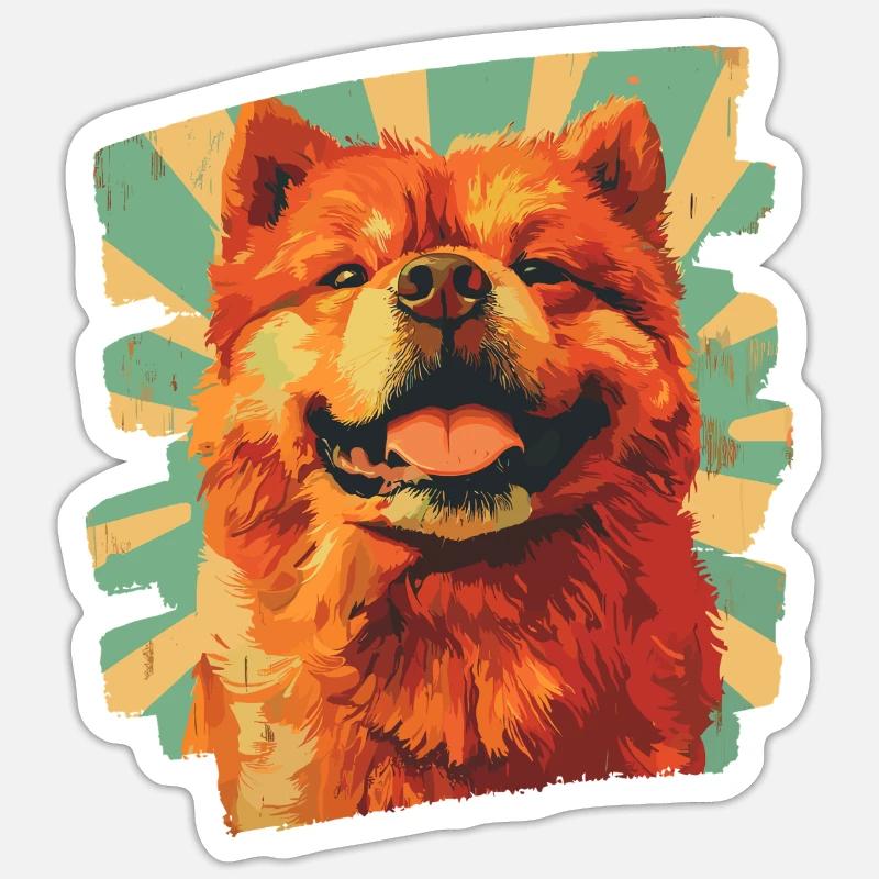 Chow Chow - Sticker Größe S (10 x 10 cm) - Mattweiß