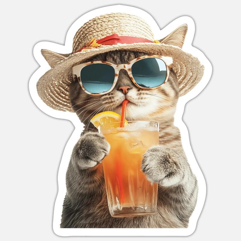 Katze - Sticker Größe S (10 x 10 cm) - Mattweiß