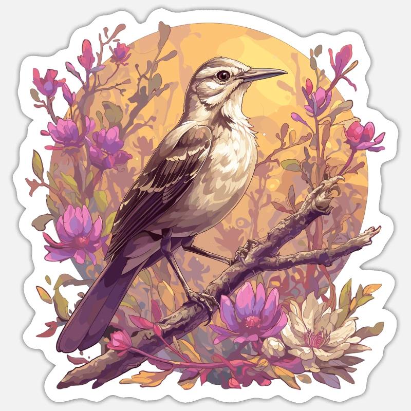 Oiseaux moqueurs Oiseaux moqueurs - Sticker taille S (10 x 10 cm) - blanc mat