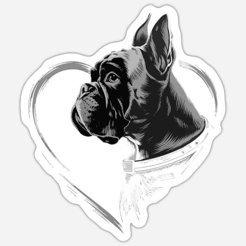 Boxer - Sticker Größe S (10 x 10 cm) - Mattweiß