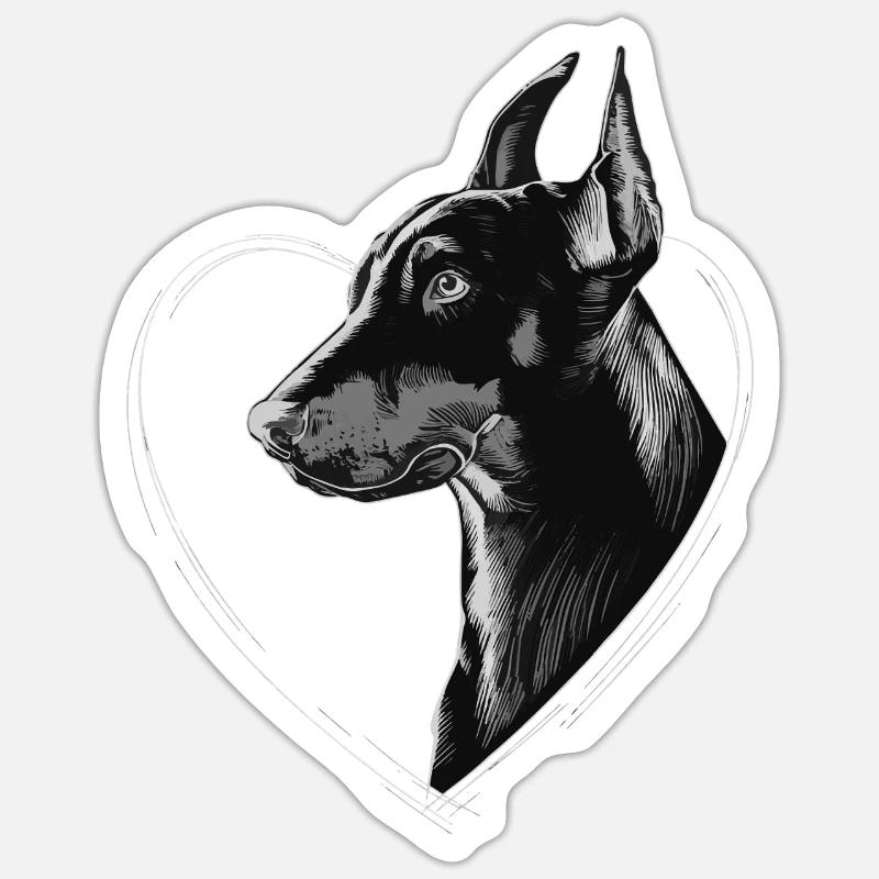Dobermann - Sticker Größe S (10 x 10 cm) - Mattweiß
