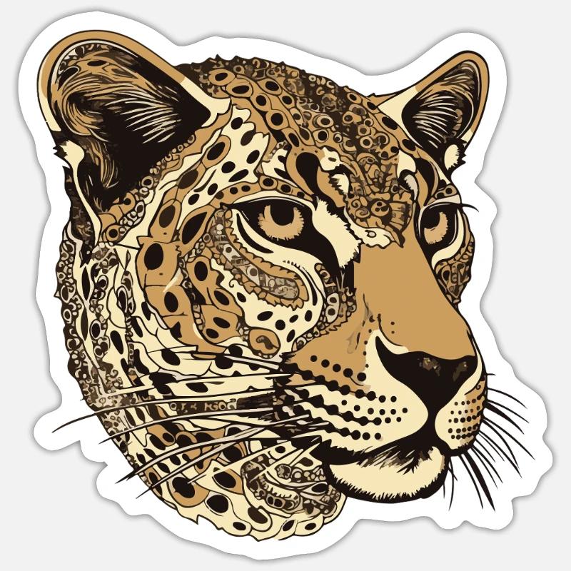 Portrait de guépard - Sticker taille S (10 x 10 cm) - blanc mat