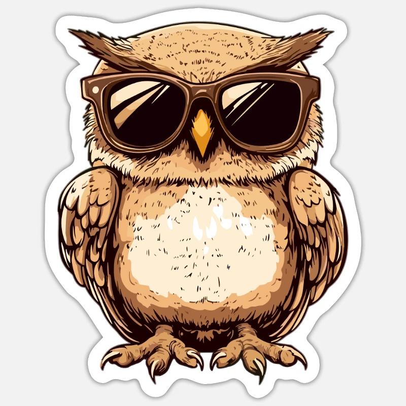 Coole Eule Sticker Größe S (10 x 10 cm)