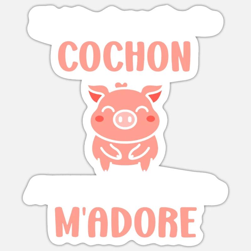 cochon - Sticker taille S (10 x 10 cm) - blanc mat