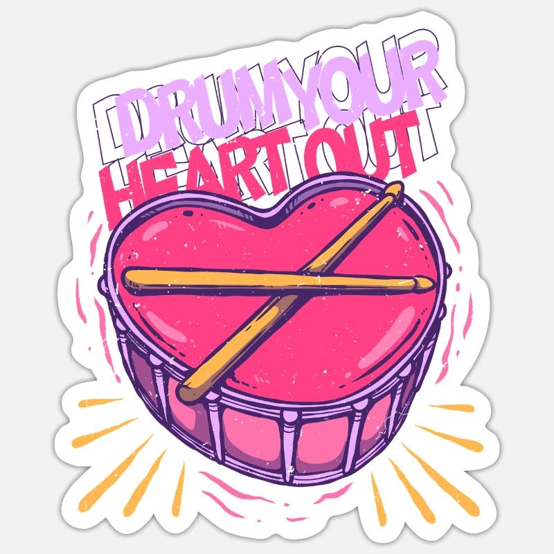 Cardio Drummer Drum Your Heart Out - Sticker Größe S (10 x 10 cm) - Mattweiß