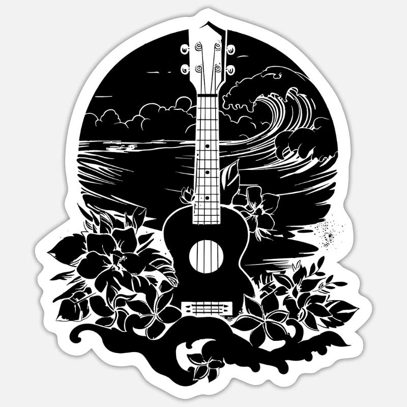 Ukulele - Sticker size S (10 x 10 cm) - white matte