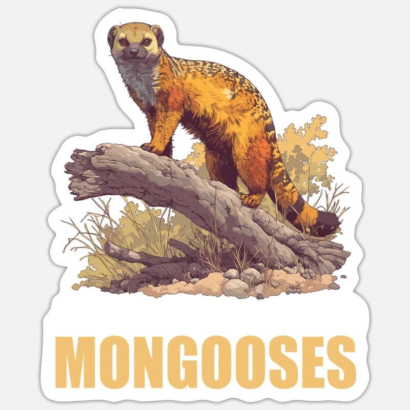 La mangouste de mangouste - Sticker taille S (10 x 10 cm) - blanc mat