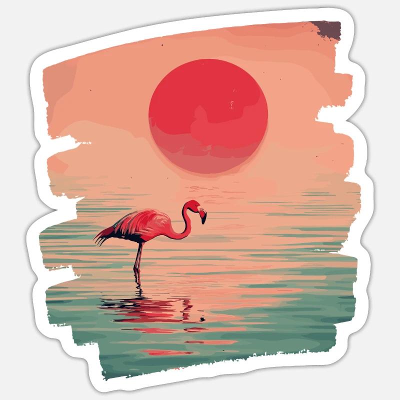 Flamingo - Sticker Größe S (10 x 10 cm) - Mattweiß