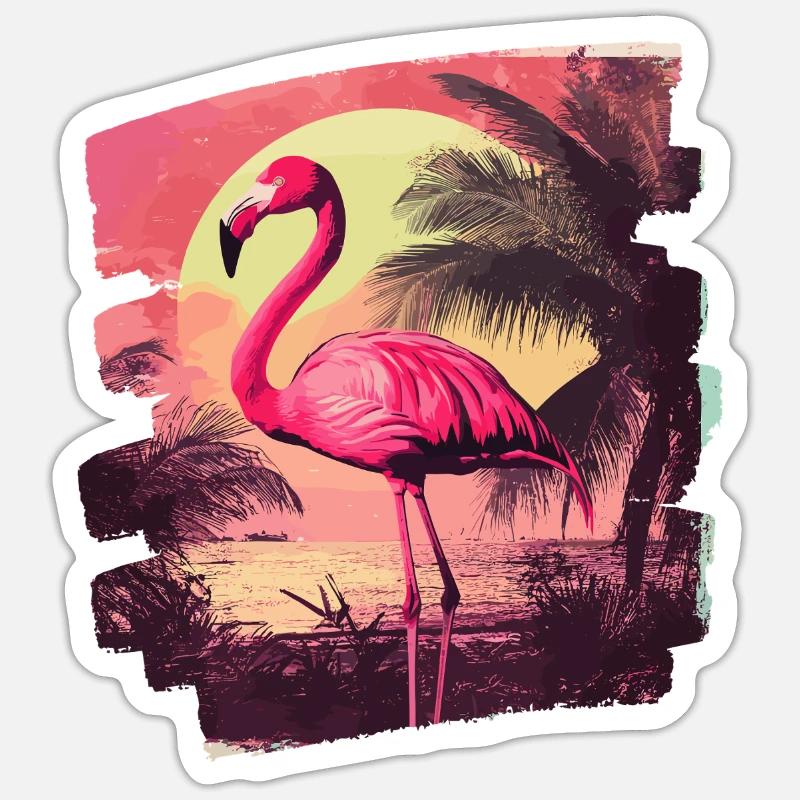 Flamingo - Sticker Größe S (10 x 10 cm) - Mattweiß