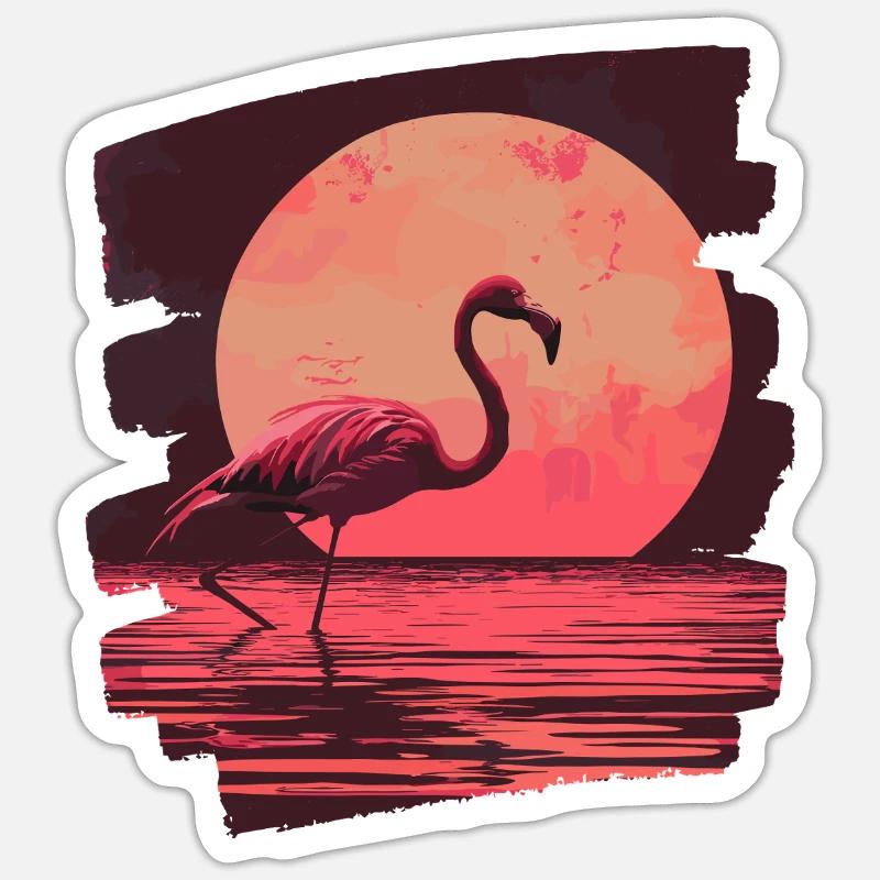 Flamingo - Sticker Größe S (10 x 10 cm) - Mattweiß