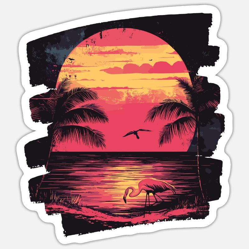 Flamant - Sticker taille S (10 x 10 cm) - blanc mat