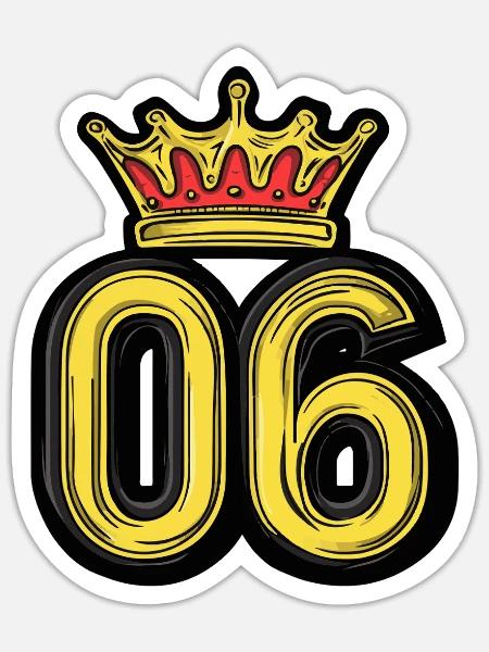6 Zahl Krone - Sticker Größe S (10 x 10 cm) - Mattweiß