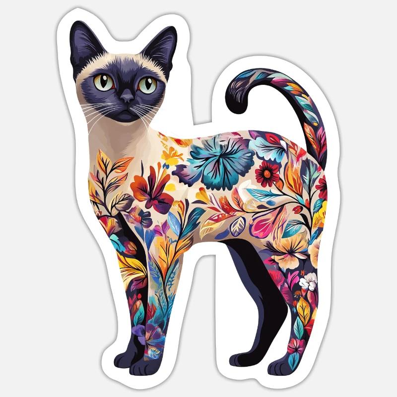 Siamese - Sticker Größe S (10 x 10 cm) - Mattweiß