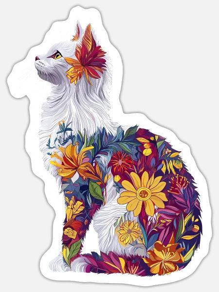 Türkisch Angora - Sticker Größe S (10 x 10 cm) - Mattweiß