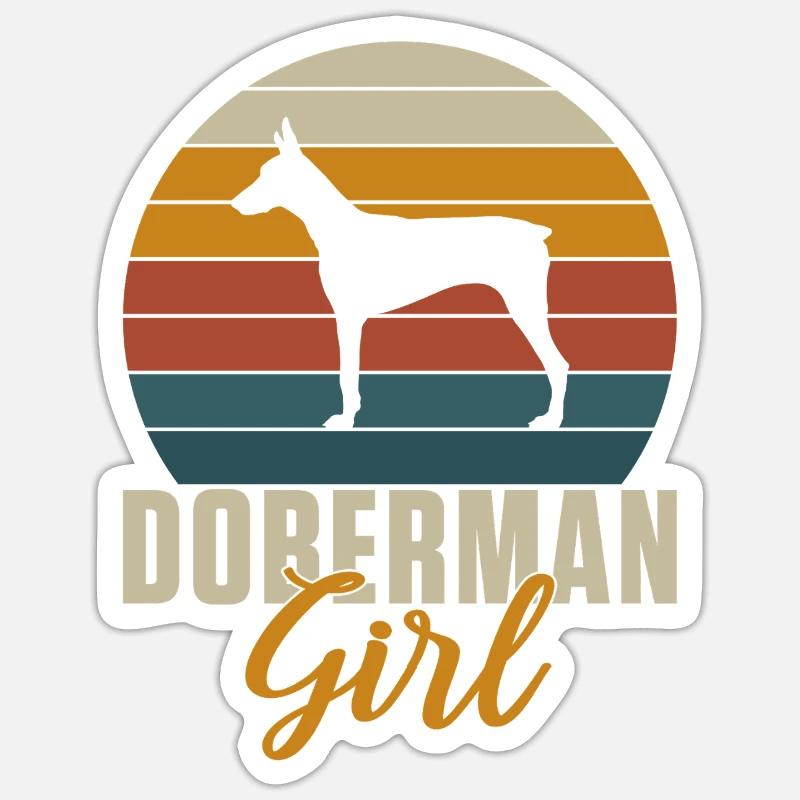 Cadeaux Doberman - Sticker taille S (10 x 10 cm) - blanc mat