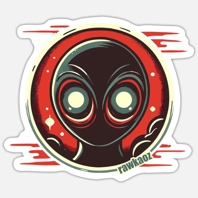 Mysterious alien with shining eyes - Sticker size S (10 x 10 cm) - white matte