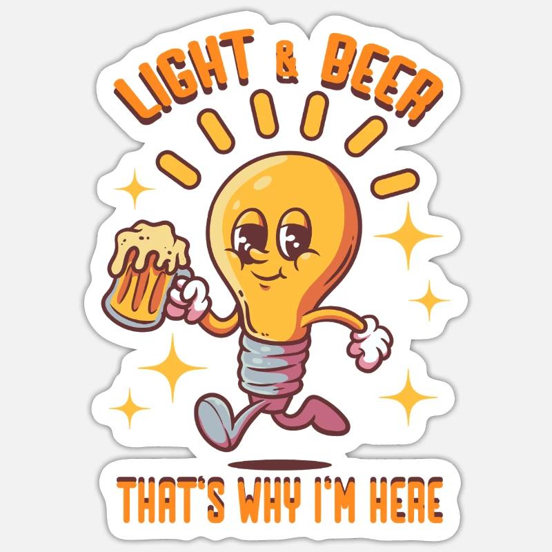 Lighting technicians, light and beer Sticker size S (10 x 10 cm)
