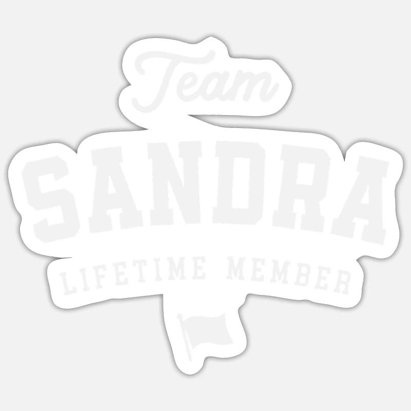 Équipe Sandra Membre à vie Drôle de prénom Sandra - Sticker taille S (10 x 10 cm) - blanc mat